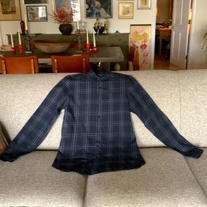 The Kooples Button Down Fitted Black Plaid Shirt